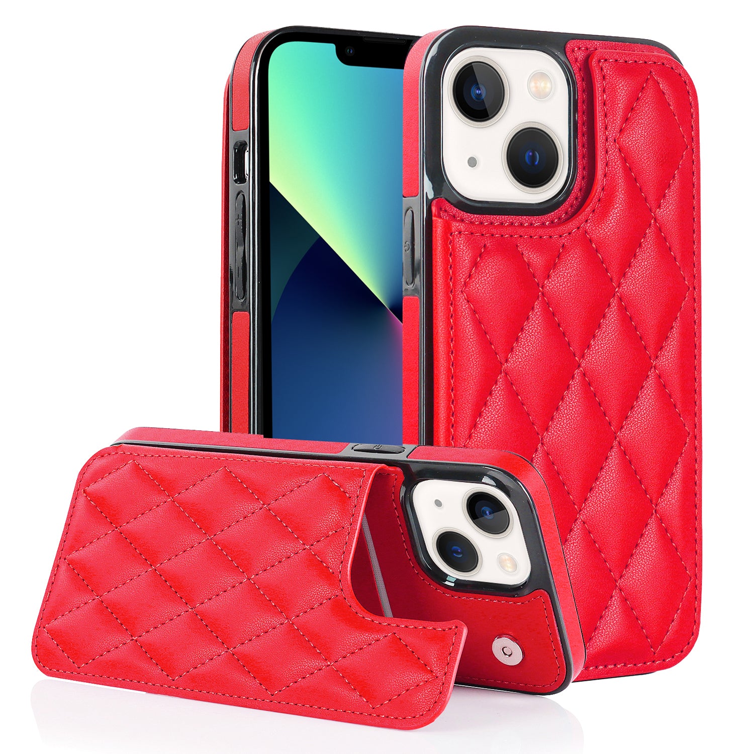 For iPhone 13 mini Dustproof Phone Case Magnetic Button PU Leather TPU Card Holder Phone Cover with Kickstand For iPhone 13 mini Dustproof Phone Case Magnetic Button PU Leather TPU Card Holder Phone Cover with Kickstand